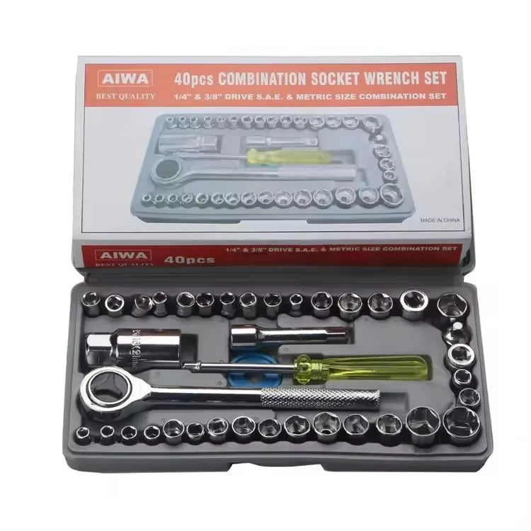 40-Piece Multi-Sleeve Ratchet Wrench & Socket Set ā Auto & Motorcycle Repair Tool Kit