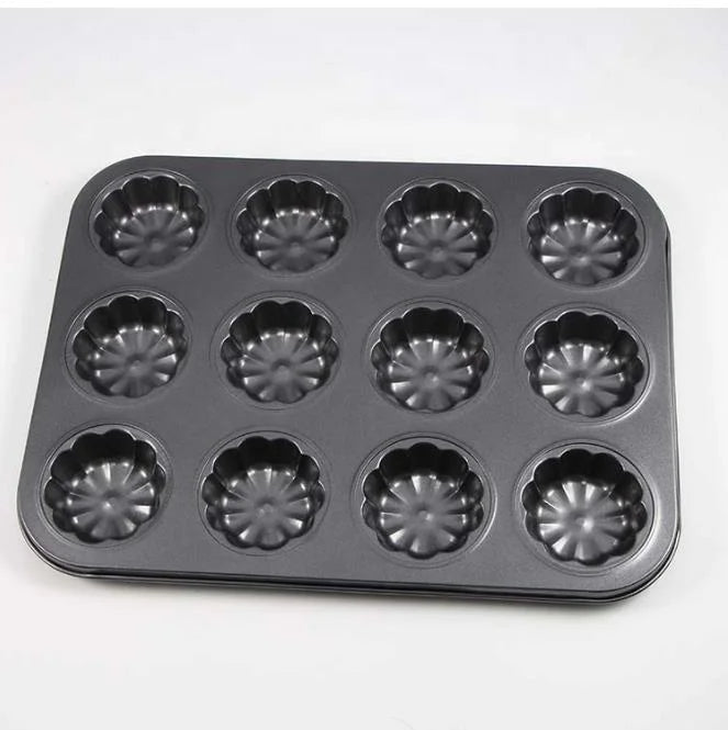 Carbon Steel Flower Shape Baking Mold - 12 Cavity