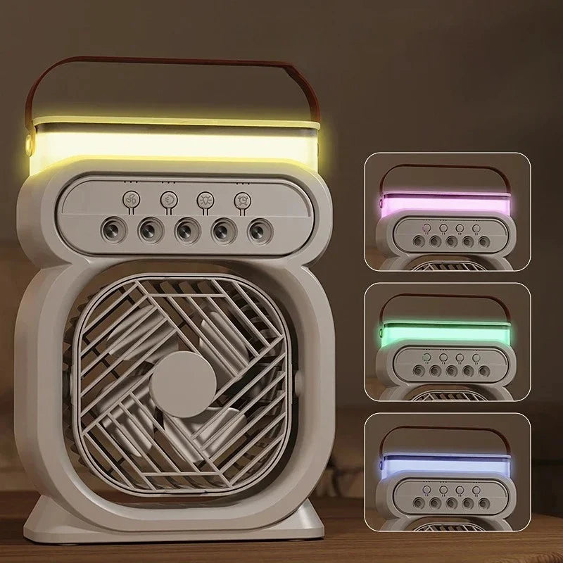 3-in-1 Mini Air Cooler – Portable Fan, Humidifier & LED Night Light for Home & Office
