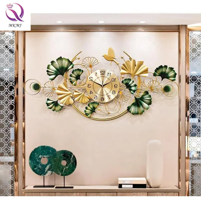 Modern Ginkgo Leaf Wall Clock