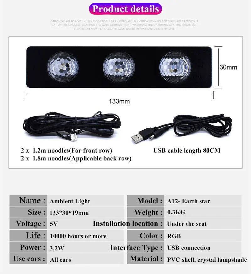 Car Foot Star LED Light