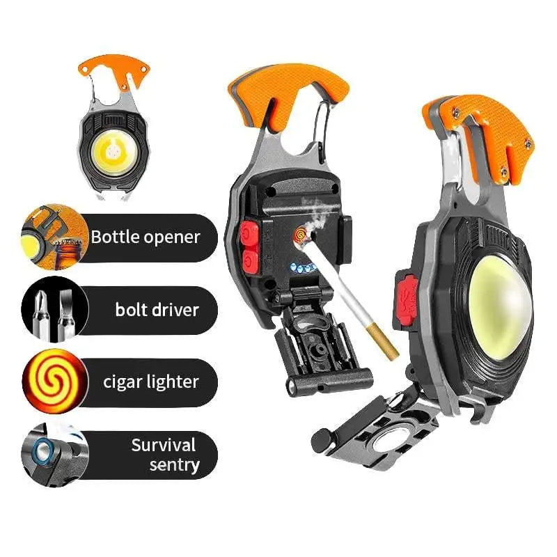 Mini COB LED Keychain Flashlight & Lighter – Rechargeable & Multi-Use
