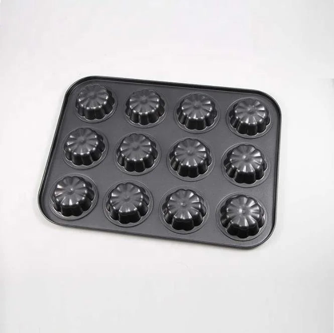 Carbon Steel Flower Shape Baking Mold - 12 Cavity