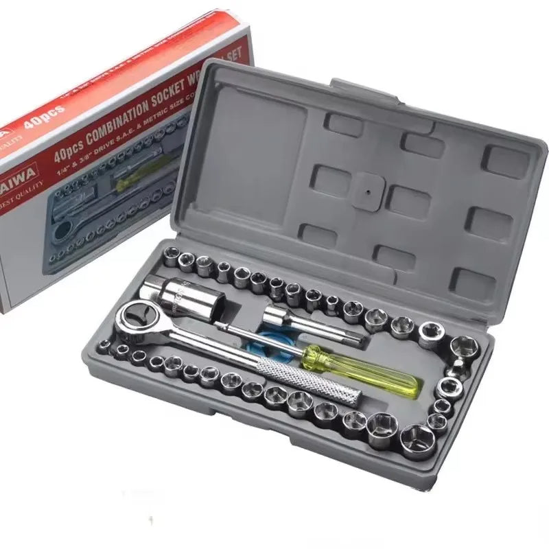 40-Piece Multi-Sleeve Ratchet Wrench & Socket Set ā Auto & Motorcycle Repair Tool Kit