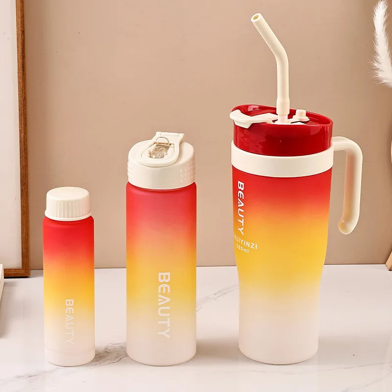 Matte Juice Tumblers With Lid And Straw - 3Pcs