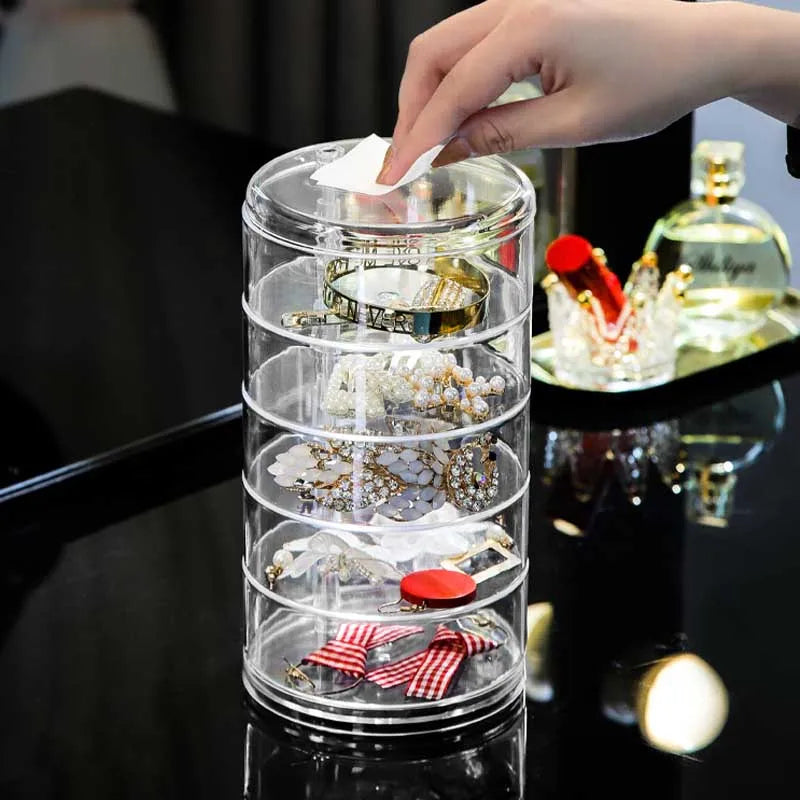 Creative Rotatable Clear Plastic Jewelry Box
