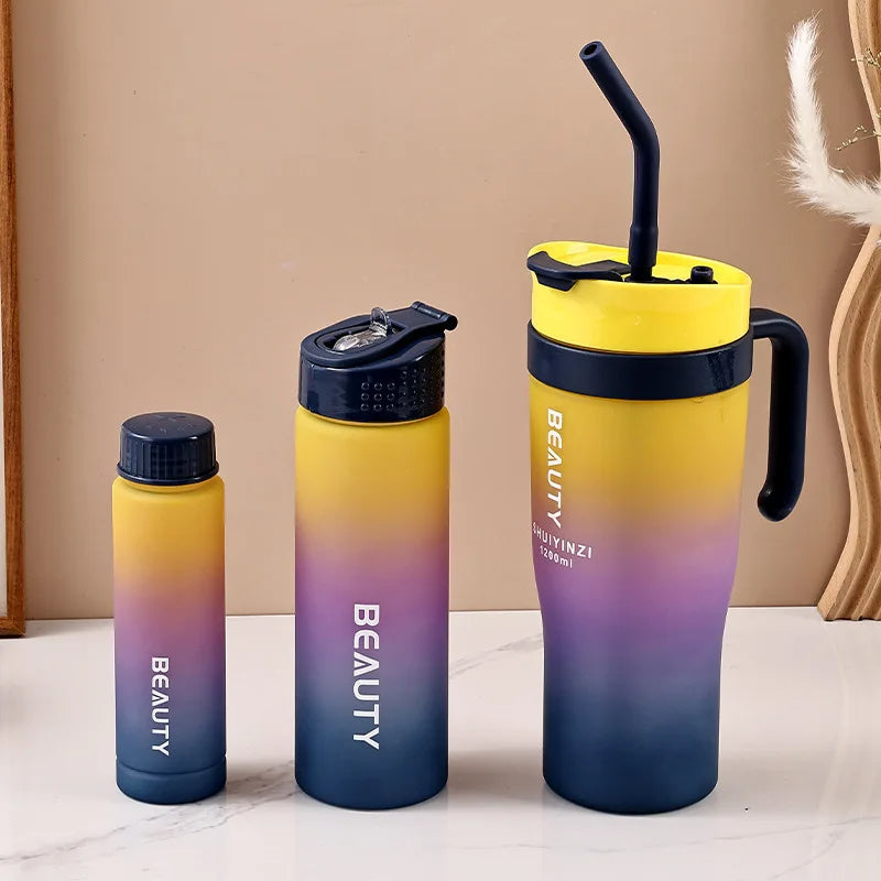 Matte Juice Tumblers With Lid And Straw - 3Pcs
