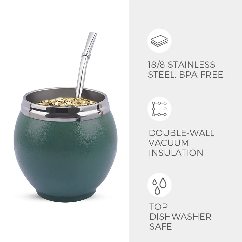 Luxury Leather Mate Cup With Bombilla - 261ml