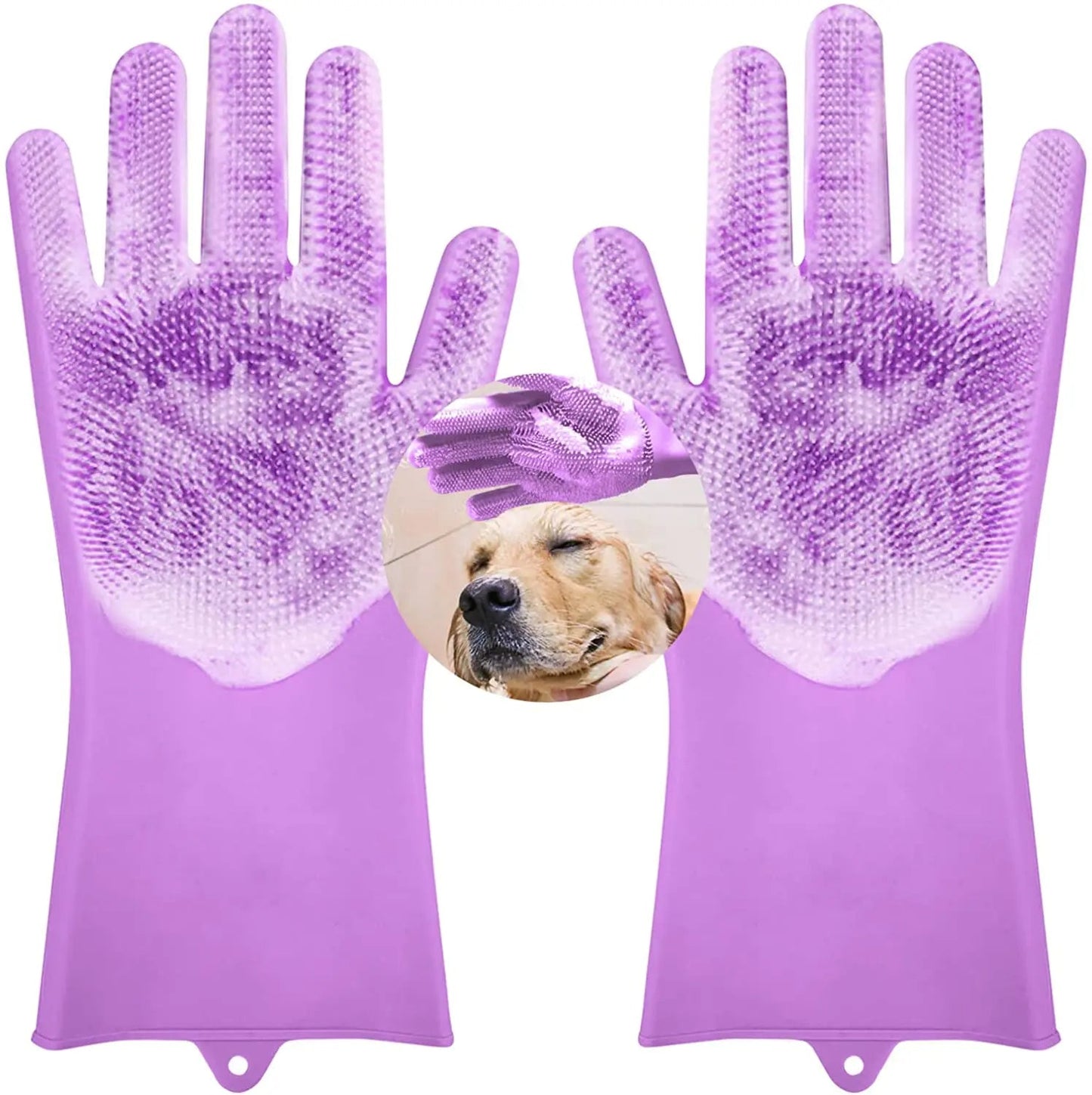 Silicone Pet Grooming Gloves โ 2-Pack Bath & Massage Brush for Dogs & Cats