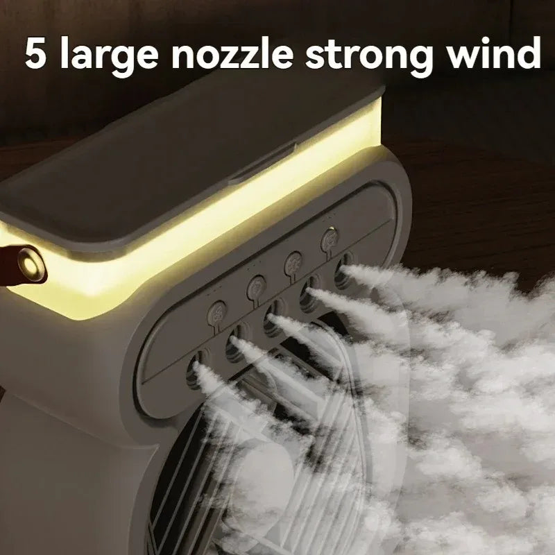 3-in-1 Mini Air Cooler – Portable Fan, Humidifier & LED Night Light for Home & Office