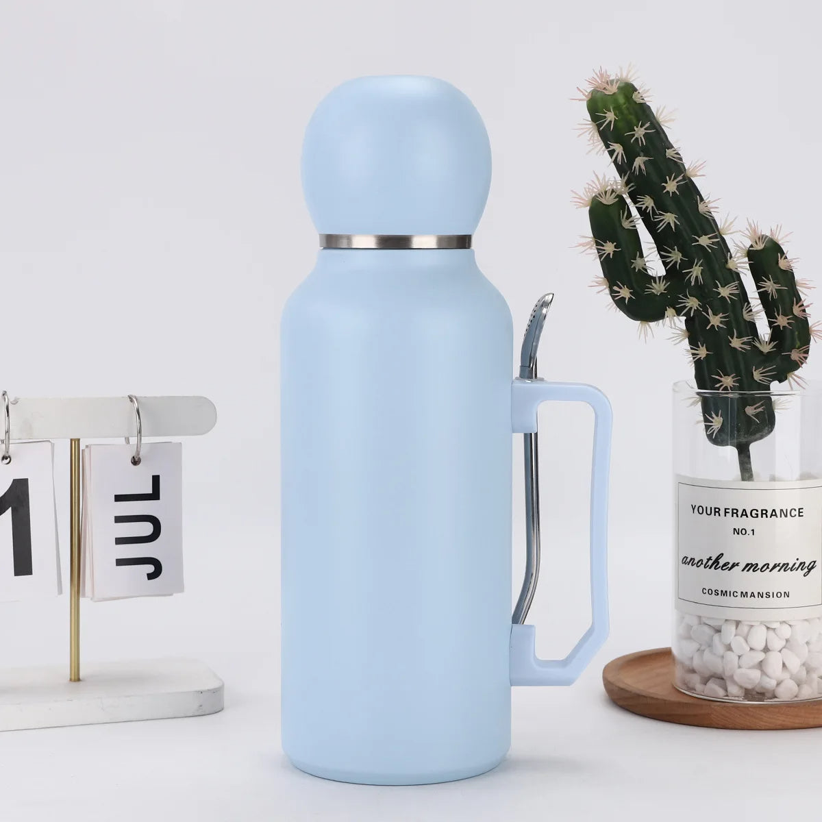 2-in-1 Yerba Mate Thermos – 1300ml Vacuum Insulated Bottle with Stainless Steel Cup & Bombilla
