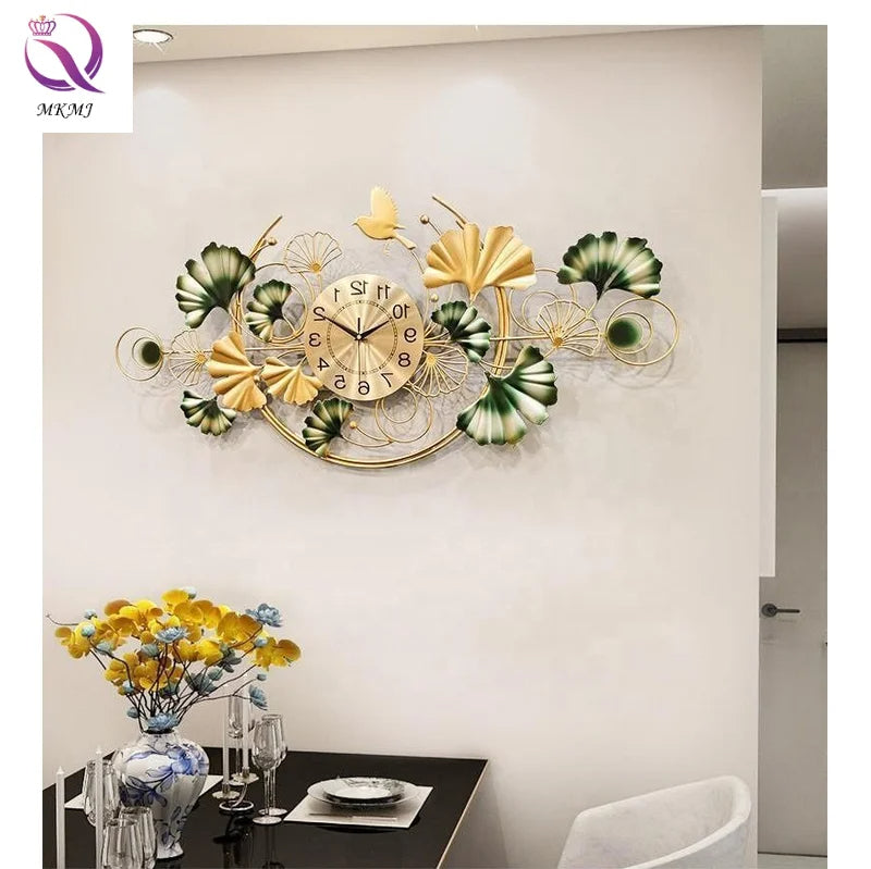 Modern Ginkgo Leaf Wall Clock