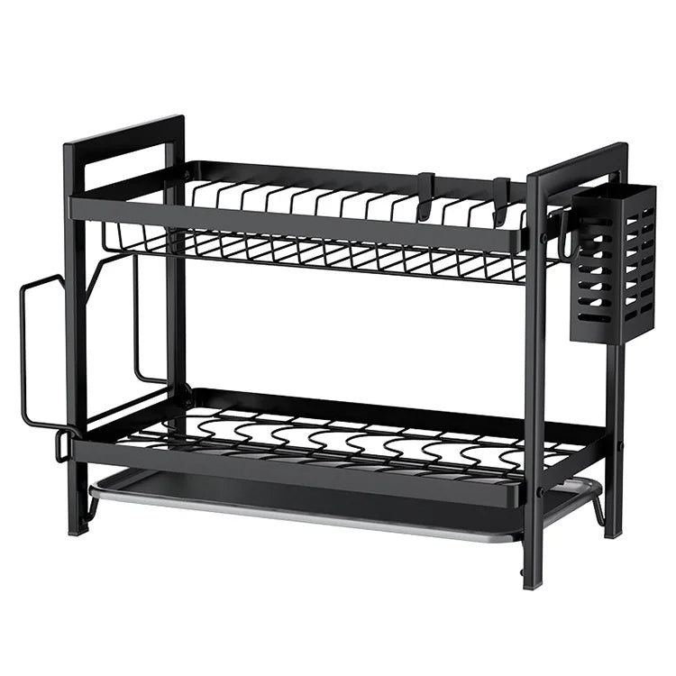 Customizable Black And Gold Iron 2-3 Tier Dish Rack