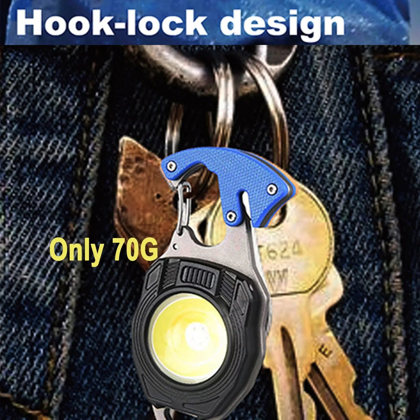 Mini COB LED Keychain Flashlight & Lighter – Rechargeable & Multi-Use