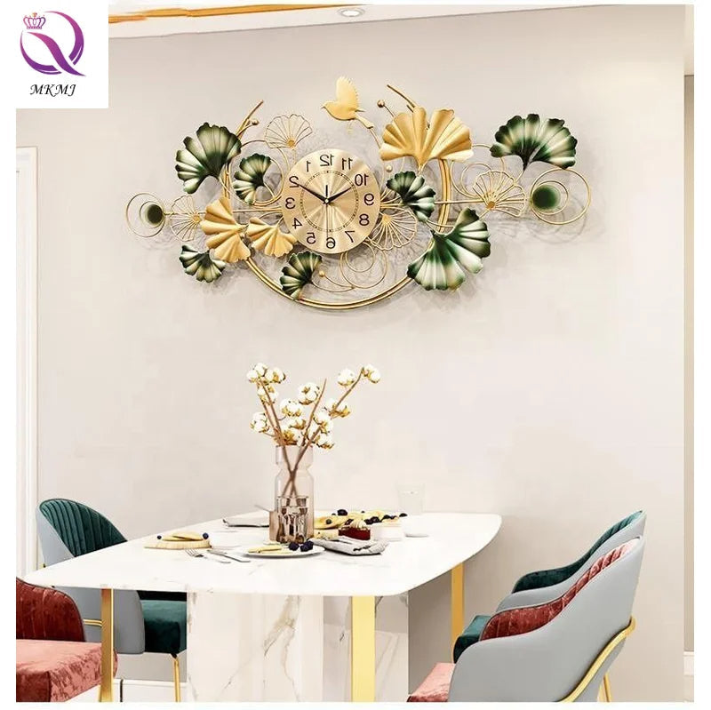 Modern Ginkgo Leaf Wall Clock