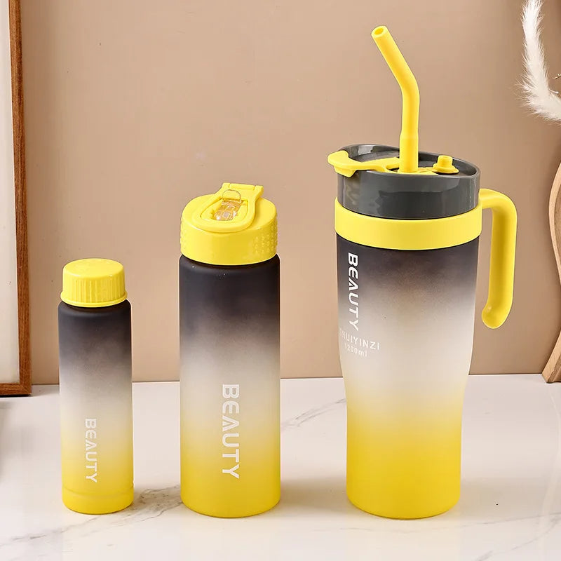 Matte Juice Tumblers With Lid And Straw - 3Pcs