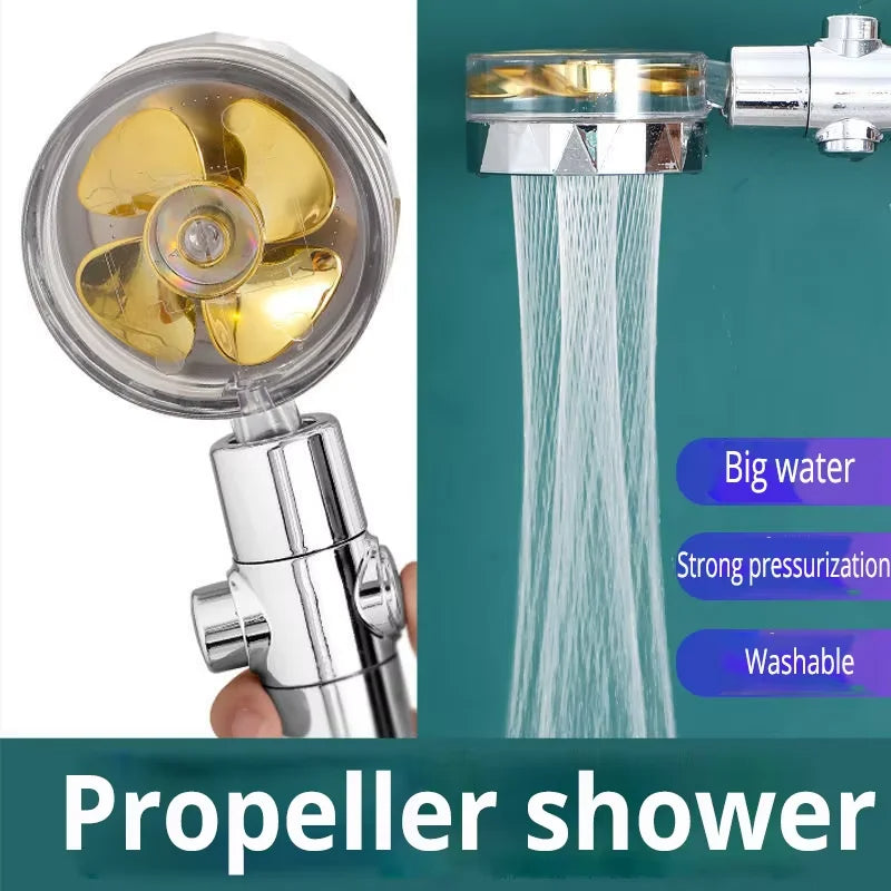 360° Rotating Turbocharged Shower Head – High-Pressure Handheld with Built-in Filter