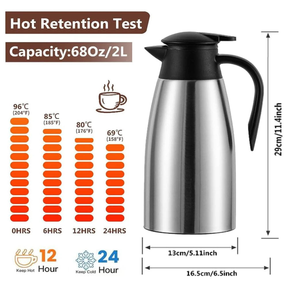 1.6L Thermal Coffee Carafe – Double-Wall Stainless Steel Vacuum Beverage Dispenser
