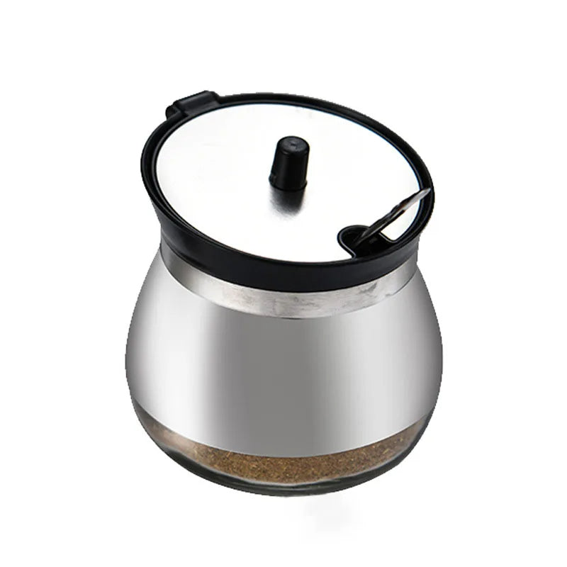 Stainless Steel Spice Jars With Spoon And Plate