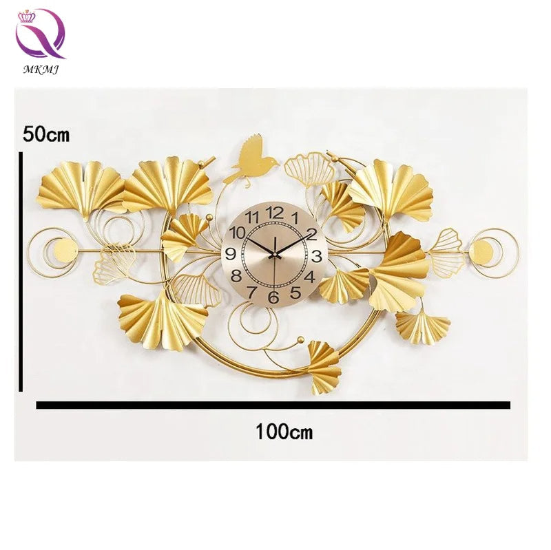Modern Ginkgo Leaf Wall Clock