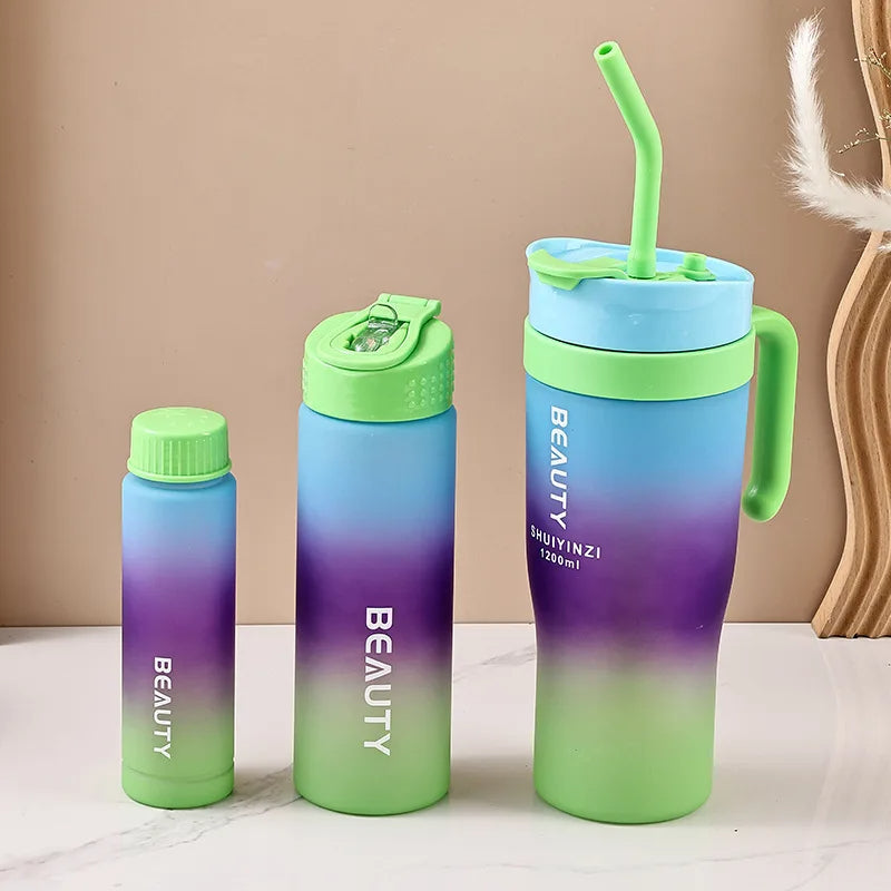 Matte Juice Tumblers With Lid And Straw - 3Pcs