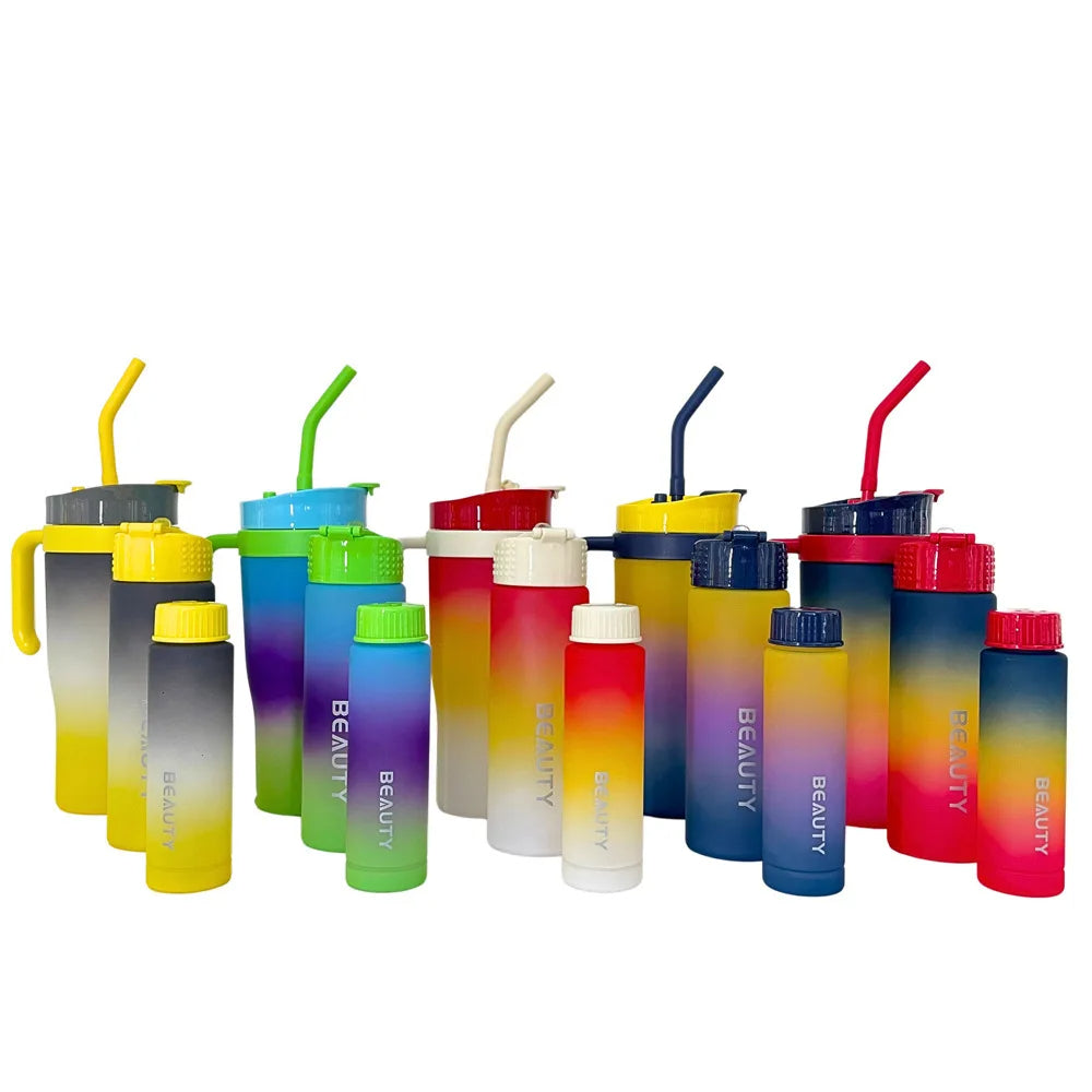 Matte Juice Tumblers With Lid And Straw - 3Pcs