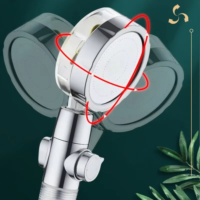 360° Rotating Turbocharged Shower Head – High-Pressure Handheld with Built-in Filter