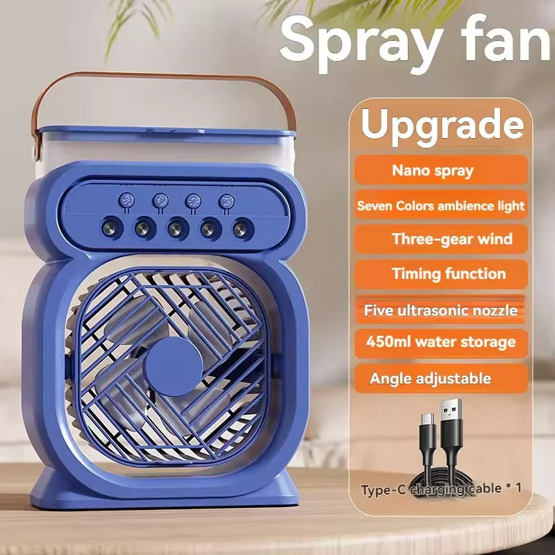 3-in-1 Mini Air Cooler – Portable Fan, Humidifier & LED Night Light for Home & Office