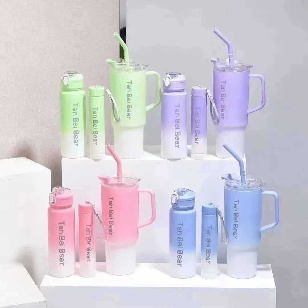 Gradient Color Portable 3-in-1 Sports Water Bottle