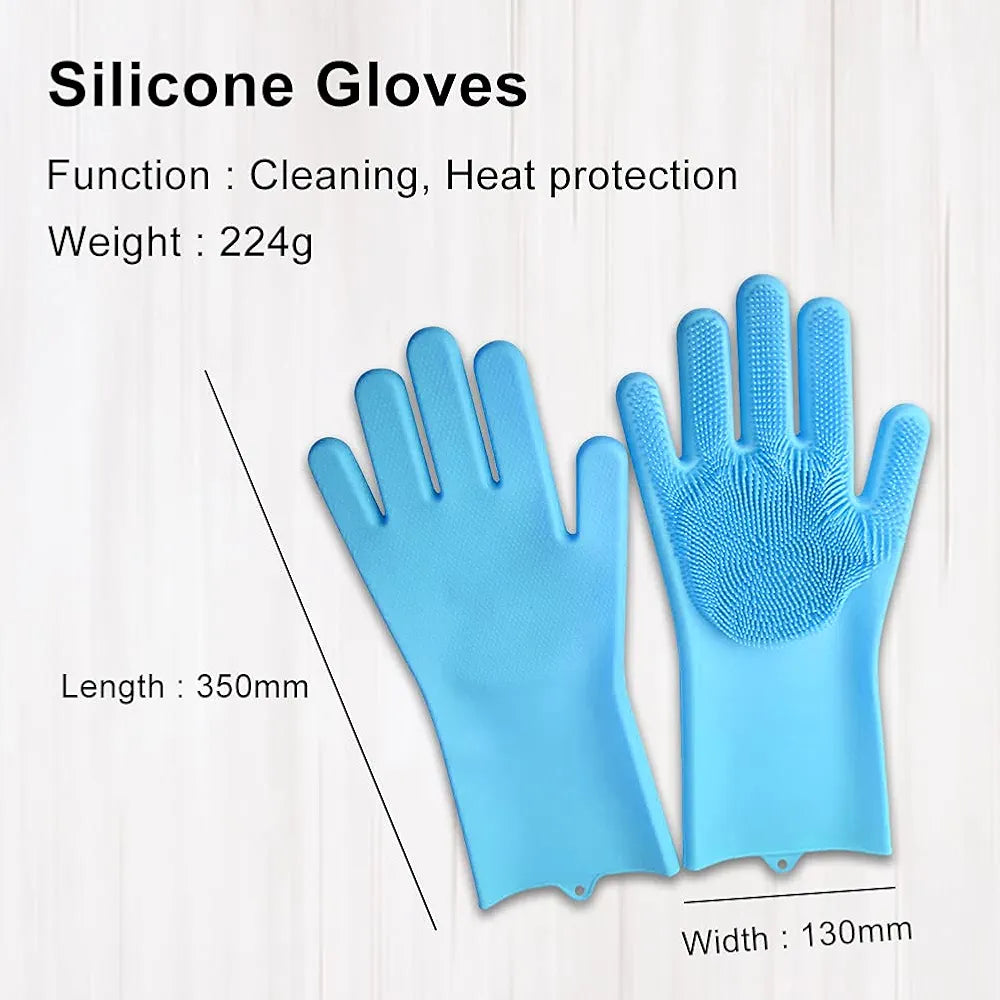 Multifunctional Silicone Spikes Gloves - Cleaning, Massage, Pets, Heats Protection
