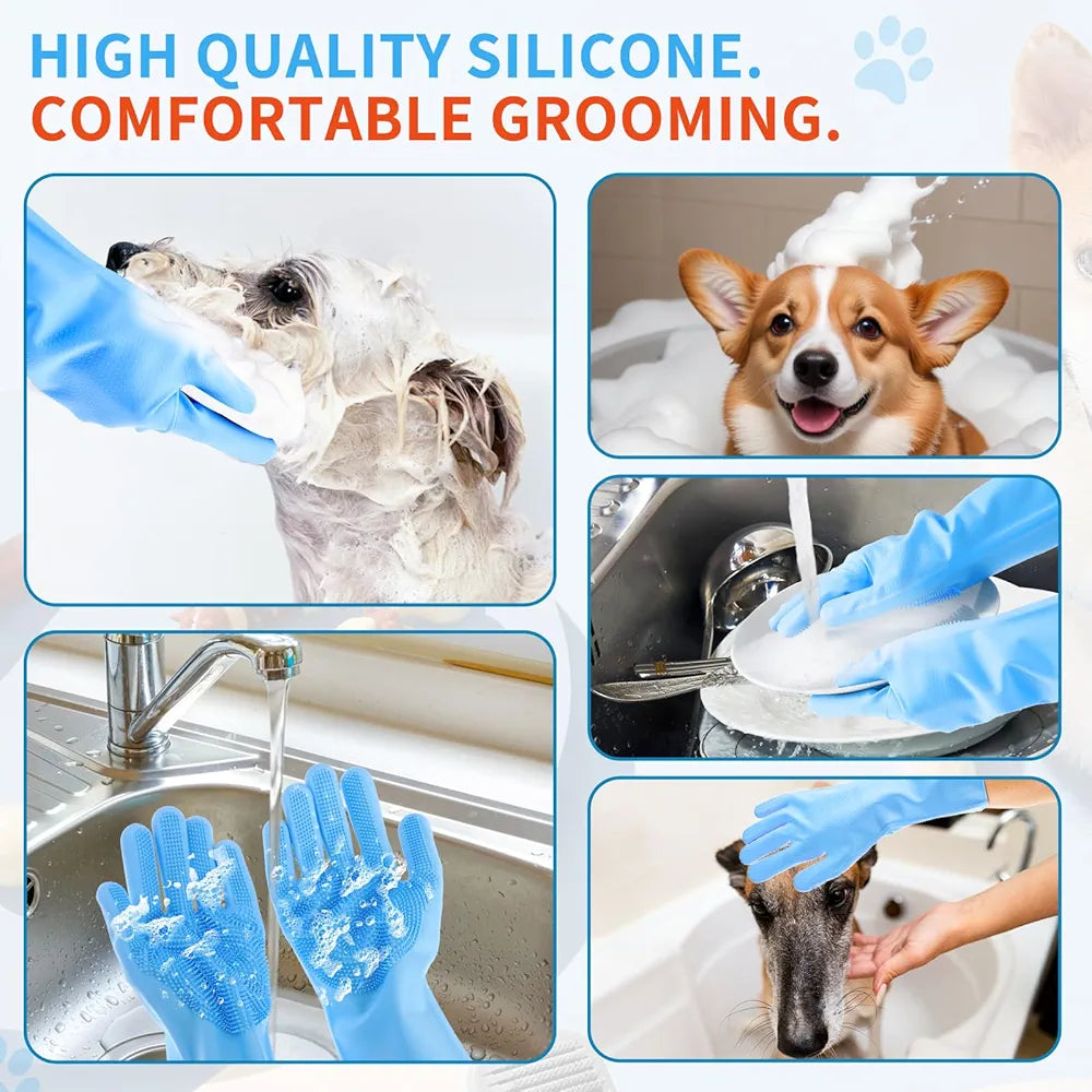 Multifunctional Silicone Spikes Gloves - Cleaning, Massage, Pets, Heats Protection