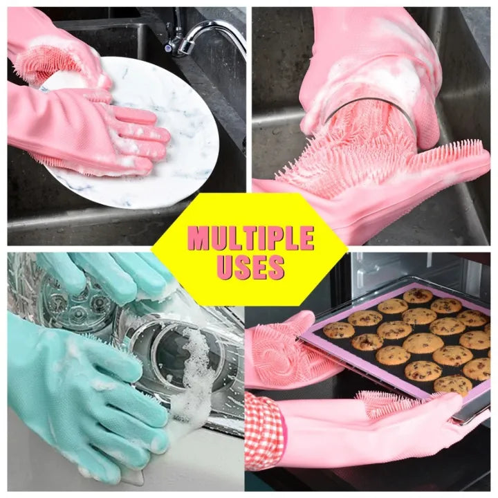 Multifunctional Silicone Spikes Gloves - Cleaning, Massage, Pets, Heats Protection