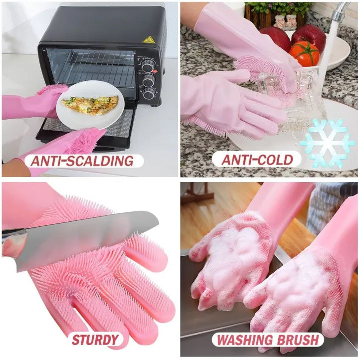Multifunctional Silicone Spikes Gloves - Cleaning, Massage, Pets, Heats Protection