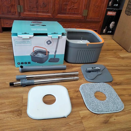360° Rotating Grey Magic Flat Mop – Retractable Floor Cleaner with Sewage Separation System