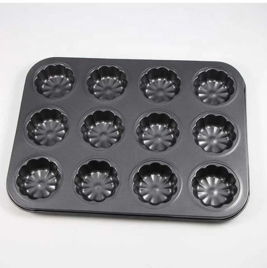 Carbon Steel Flower Shape Baking Mold - 12 Cavity