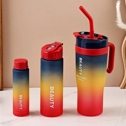 Matte Juice Tumblers With Lid And Straw - 3Pcs