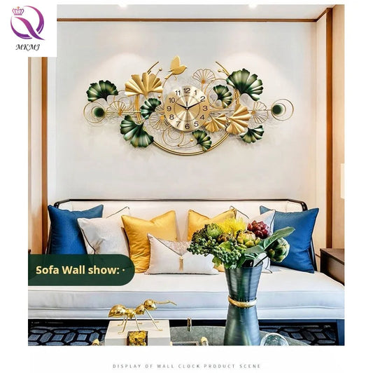 Modern Ginkgo Leaf Wall Clock