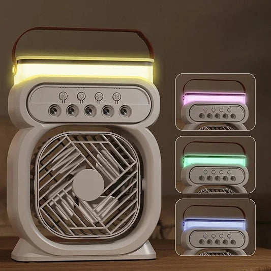 3-in-1 Mini Air Cooler – Portable Fan, Humidifier & LED Night Light for Home & Office