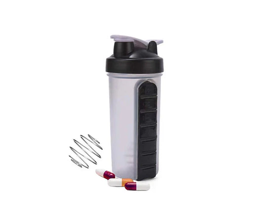 BPA-Free Shaker Bottle With Pill Box - 700ml