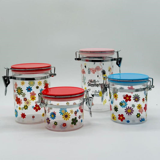Clear Canister Set With Clamp Lids - 4 Pcs