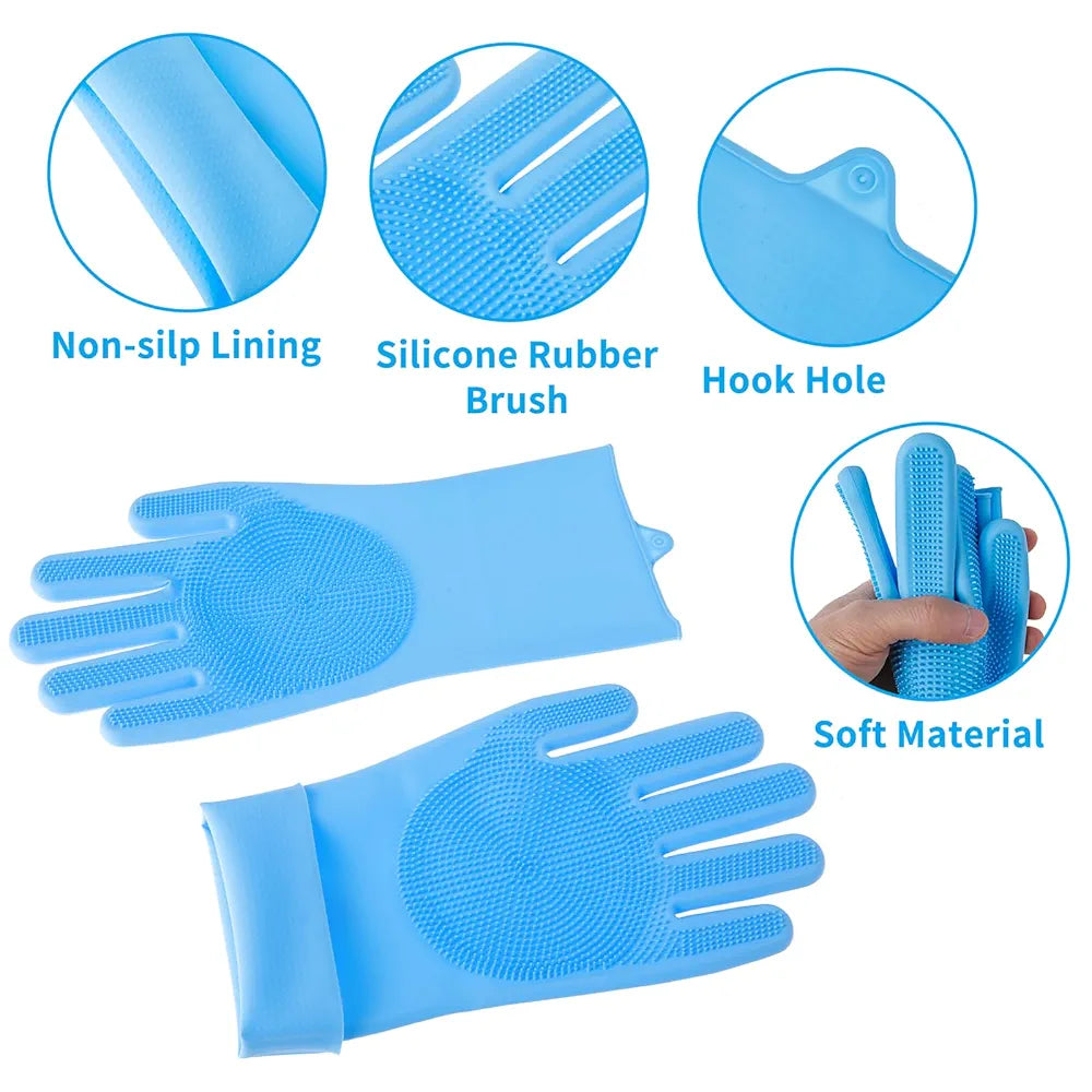 Multifunctional Silicone Spikes Gloves - Cleaning, Massage, Pets, Heats Protection