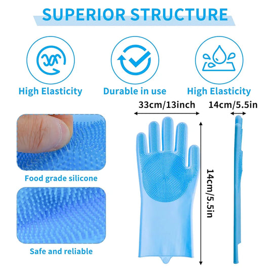 Multifunctional Silicone Spikes Gloves - Cleaning, Massage, Pets, Heats Protection